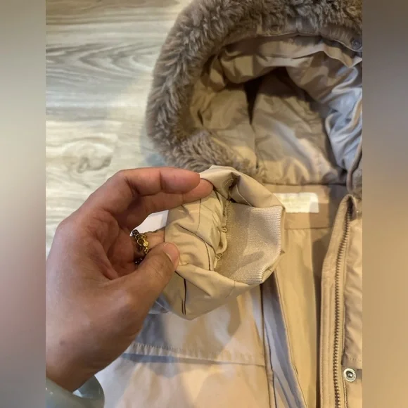 Paw Paw Baby Hooded Winter Coat Beige Teddy Bear Patch Size 100 (18–24M) - Picture 8 of 10